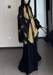 Organic Black Oversized Print Wear On Both Sides Cotton Shawl