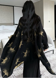Organic Black Oversized Print Wear On Both Sides Cotton Shawl