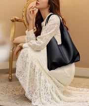 Organic Black Solid Durable Large Capacity Faux Leather Shoulder Bags