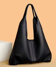Organic Black Solid Durable Large Capacity Faux Leather Shoulder Bags
