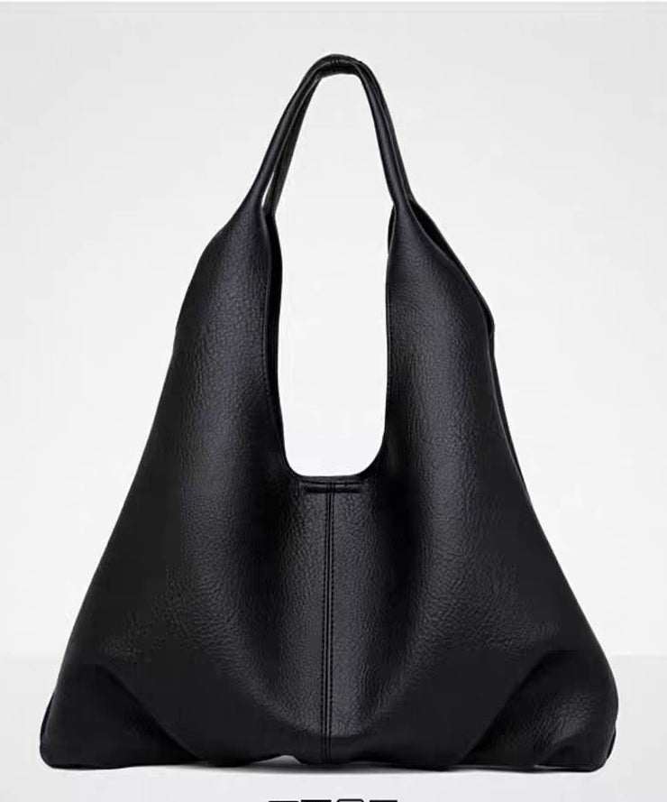 Organic Black Solid Durable Large Capacity Faux Leather Shoulder Bags