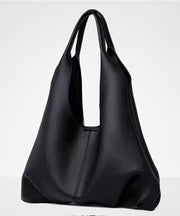 Organic Black Solid Durable Large Capacity Faux Leather Shoulder Bags