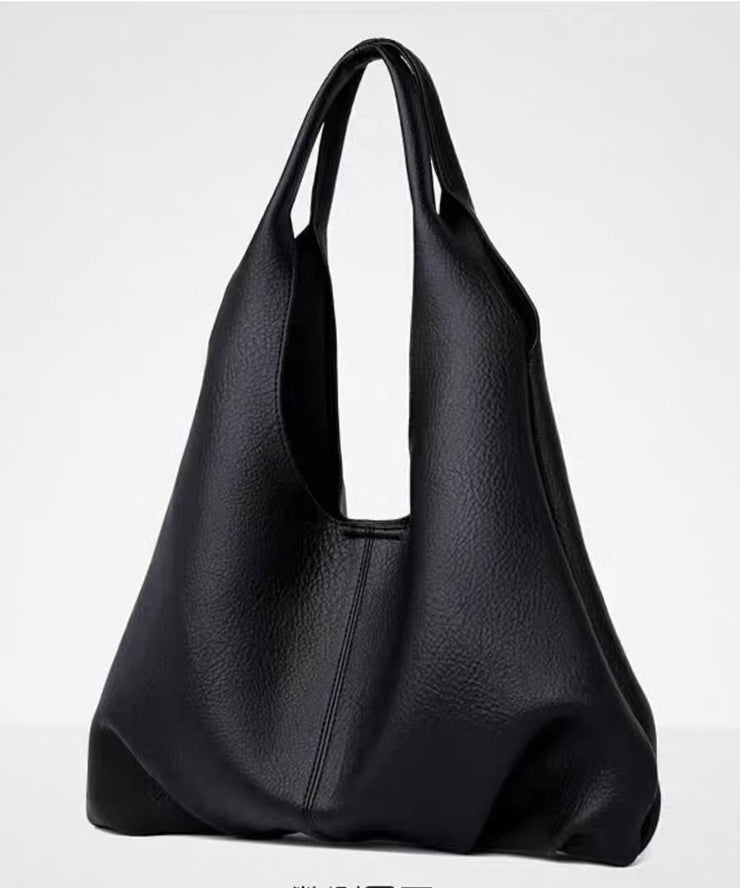 Organic Black Solid Durable Large Capacity Faux Leather Shoulder Bags