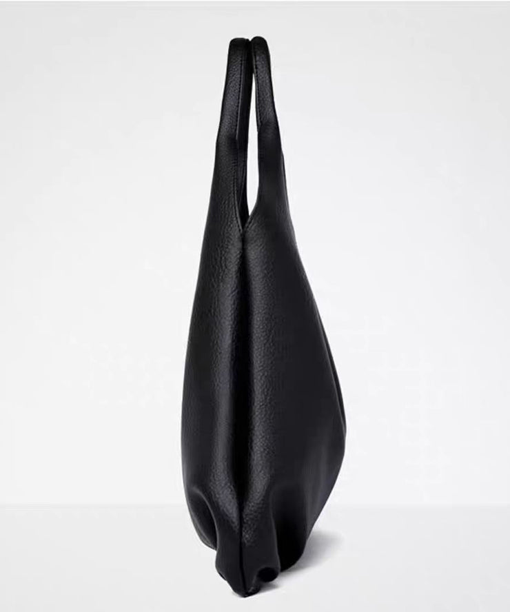 Organic Black Solid Durable Large Capacity Faux Leather Shoulder Bags