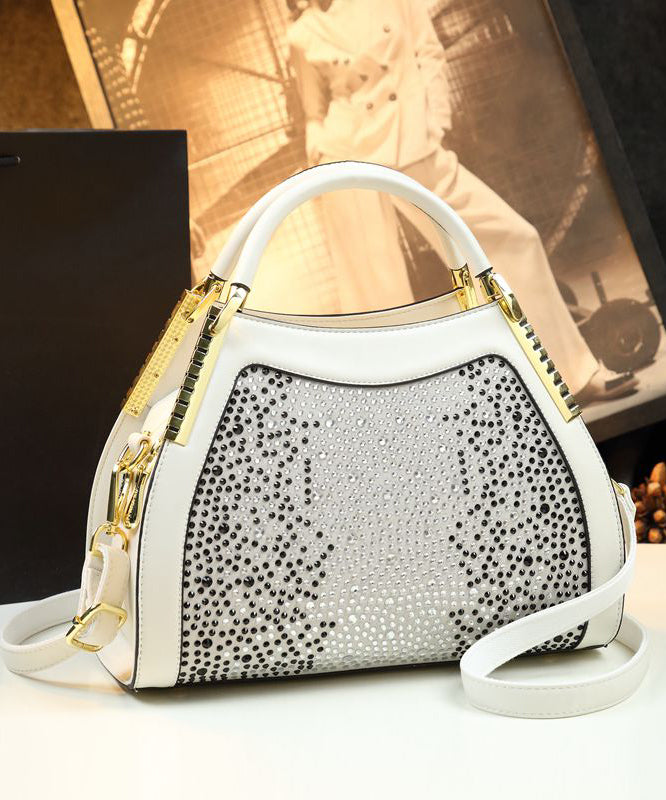 Organic Black Zircon Durable Faux Leather Tote Handbag