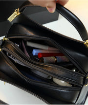 Organic Black Zircon Durable Faux Leather Tote Handbag