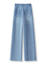 Organic Blue Embroidered Pockets Denim Pants Fall