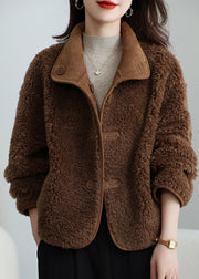 Organic Coffee Wear On Both Sides Teddy Woolen Jacket Winter