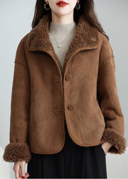 Organic Coffee Wear On Both Sides Teddy Woolen Jacket Winter