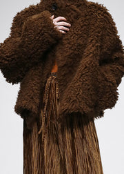 Organic Denim Blue Stand Collar Wear On Both Sides Warm Faux Fur Coats Winter