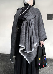 Organic Grey Oversized Asymmetrical Design Cashmere Scarf