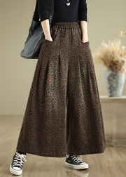 Organic Leopard Print Pockets Wide Leg Pants