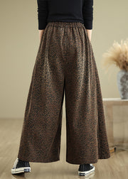 Organic Leopard Print Pockets Wide Leg Pants