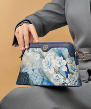Organic Navy Print Versatile Silk Clutch Bag