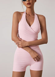 Organic Pink Asymmetrical Patchwork Sports Bra And Leggings Set Suit