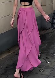 Organic Purple Ruffled Patchwork Elastic Waist Maxi Skirt Summer
