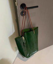 Organic Tea Green Large Capacity Faux Leather Bucket Bag