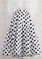 Organic White Dot Print High Waist A Line Skirt