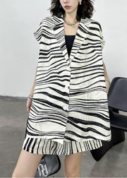 Organic White Oversized Striped Cotton Two Piece Set Outfits Summer