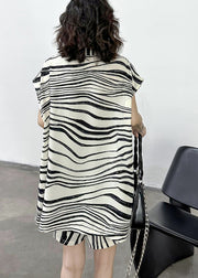 Organic White Oversized Striped Cotton Two Piece Set Outfits Summer