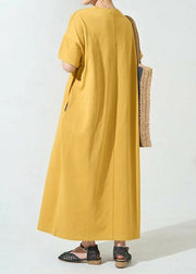 Organic Yellow Oversized Cotton Robe Dresses Summer