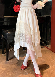 Original Apricot Lace Tulle Patchwork Cotton Skirts Summer
