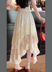 Original Apricot Lace Tulle Patchwork Cotton Skirts Summer