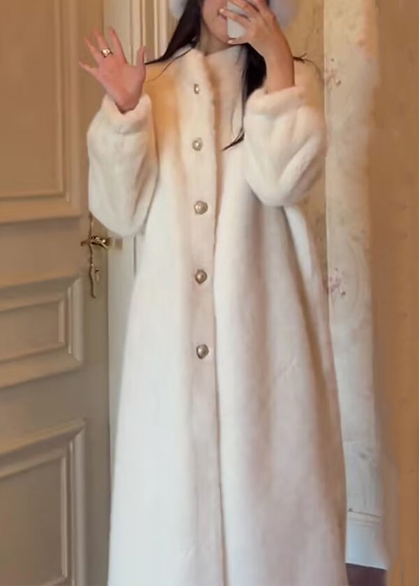 Original Apricot Stand Collar Button Mink Velvet Coats Winter