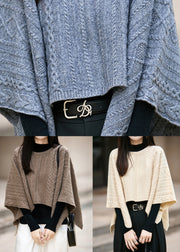 Original Beige Jacquard Cozy Woolen Cape Sweaters