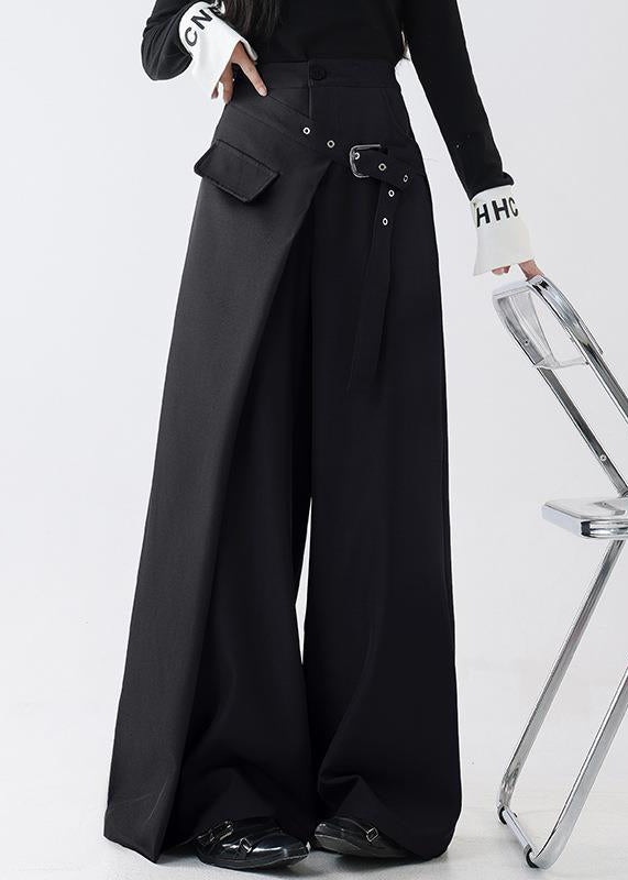 Original Black Asymmetrical High Waist Spandex Pants Fall