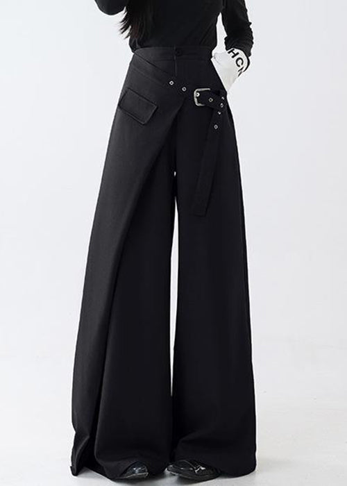 Original Black Asymmetrical High Waist Spandex Pants Fall