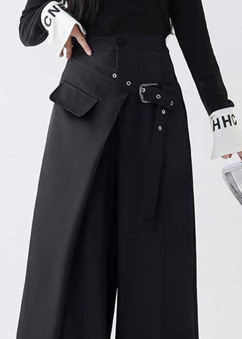 Original Black Asymmetrical High Waist Spandex Pants Fall