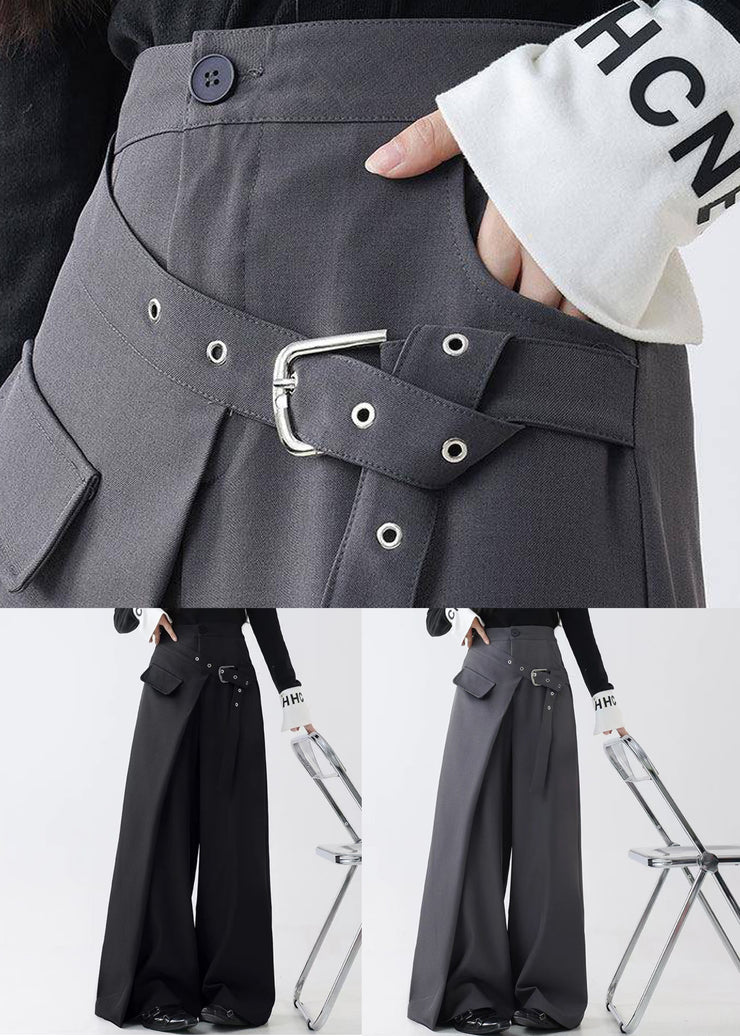 Original Black Asymmetrical High Waist Spandex Pants Fall