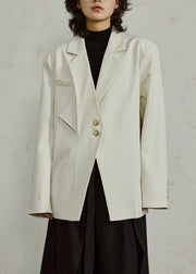 Original Black Notched Button Spandex Coat Fall