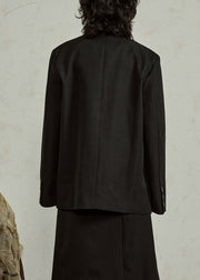 Original Black Notched Button Spandex Coat Fall