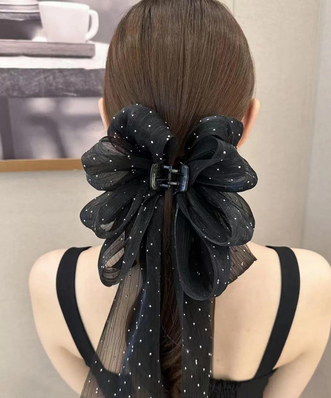 Original Black Tulle Bow Ribbon Dot Hairpin