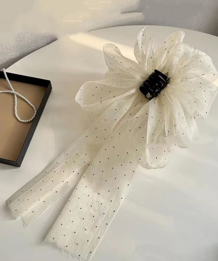 Original Black Tulle Bow Ribbon Dot Hairpin