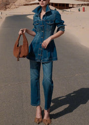 Original Blue Peter Pan Collar Button Denim Two Pieces Set Fall