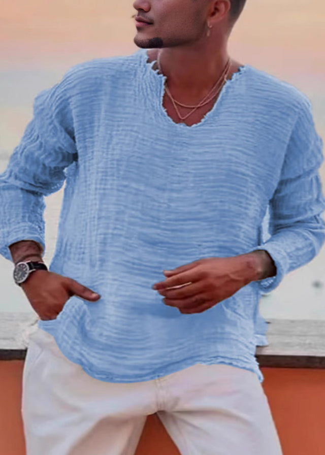 Original Coffee Side Open Solid Cotton Men T Shirts Fall