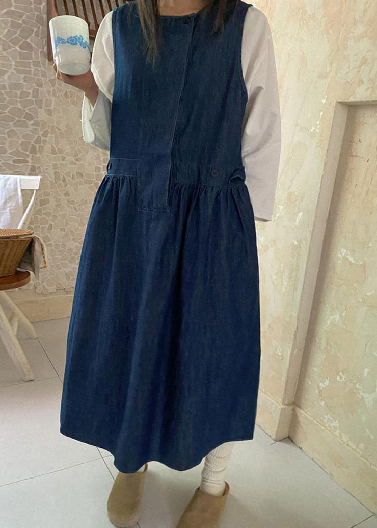 Original Denim Blue Pockets Tank Dress Sleeveless