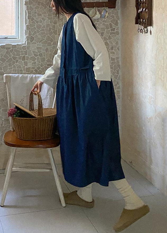Original Denim Blue Pockets Tank Dress Sleeveless