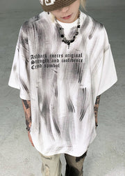 Original Design Apricot Tie Dye Letter Cotton Mens T Shirts Half Sleeve