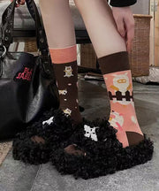 Original Design Asymmetrical Design Combed Cotto Crew Socks