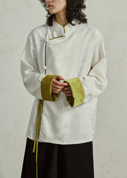 Original Design Beige Stand Collar Solid Top Fall