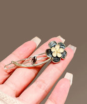 Original Design Black Alloy Floral Hairpin