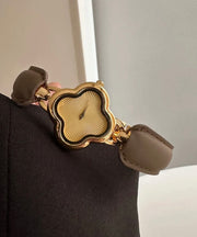 Original Design Black Alloy Leather Quartz Movement Four Leaf Clover Watches