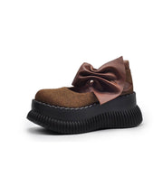 Original Design Black Bow Splicing Platform Heels Shoes