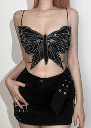 Original Design Black Butterfly Zircon Tank Sleeveless