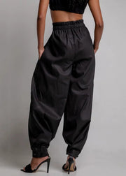 Original Design Black Button Zippered Denim Beam Pants Summer