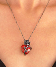 Original Design Black Copper Overgild Zircon Rose Love Pendant Necklace